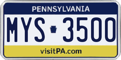 PA license plate MYS3500