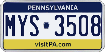 PA license plate MYS3508