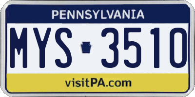 PA license plate MYS3510