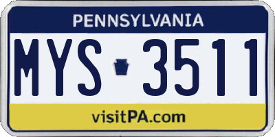PA license plate MYS3511