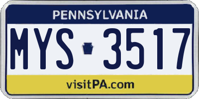 PA license plate MYS3517