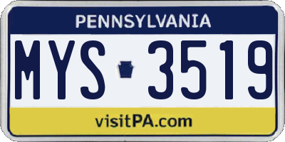 PA license plate MYS3519