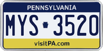 PA license plate MYS3520