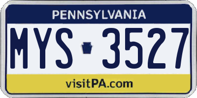 PA license plate MYS3527