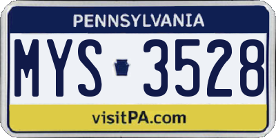PA license plate MYS3528