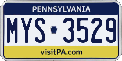 PA license plate MYS3529