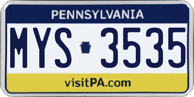 PA license plate MYS3535