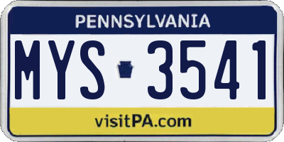 PA license plate MYS3541