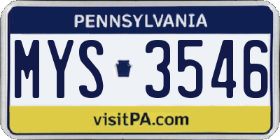 PA license plate MYS3546