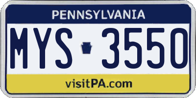 PA license plate MYS3550