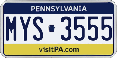 PA license plate MYS3555