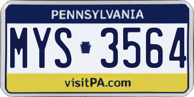 PA license plate MYS3564