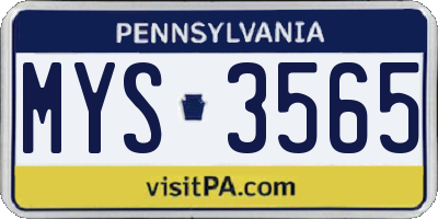 PA license plate MYS3565