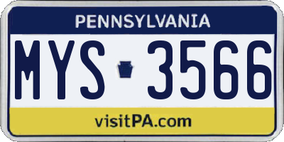 PA license plate MYS3566