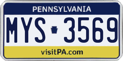 PA license plate MYS3569