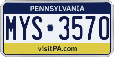 PA license plate MYS3570