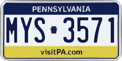 PA license plate MYS3571