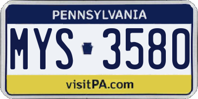 PA license plate MYS3580