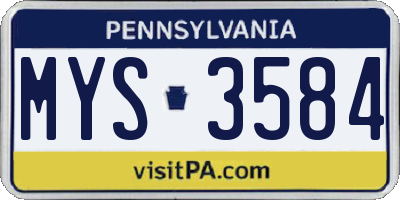 PA license plate MYS3584