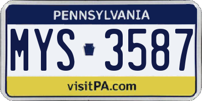 PA license plate MYS3587