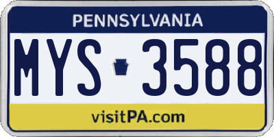 PA license plate MYS3588