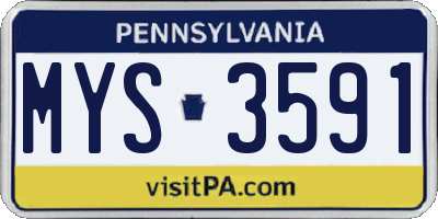 PA license plate MYS3591