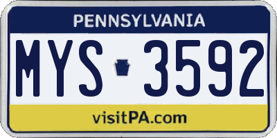 PA license plate MYS3592