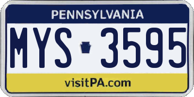 PA license plate MYS3595