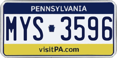 PA license plate MYS3596