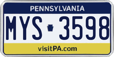 PA license plate MYS3598