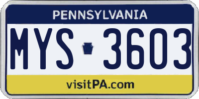 PA license plate MYS3603