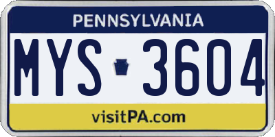 PA license plate MYS3604