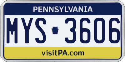 PA license plate MYS3606