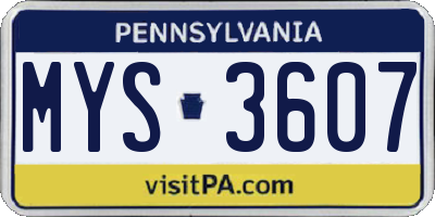PA license plate MYS3607