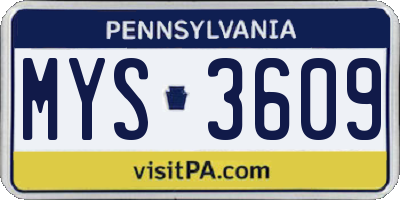 PA license plate MYS3609