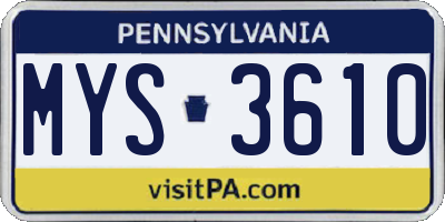 PA license plate MYS3610