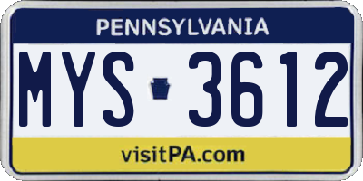 PA license plate MYS3612