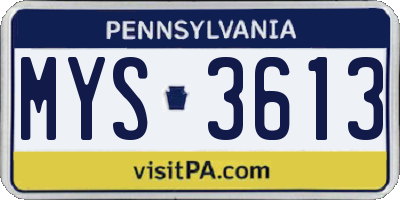 PA license plate MYS3613