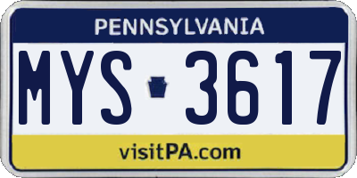 PA license plate MYS3617