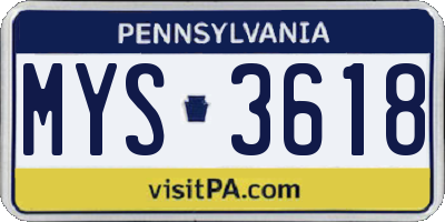 PA license plate MYS3618
