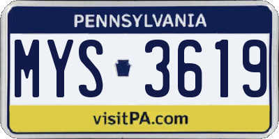 PA license plate MYS3619