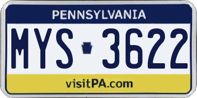 PA license plate MYS3622