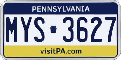 PA license plate MYS3627