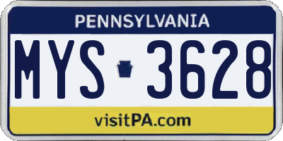 PA license plate MYS3628