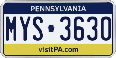 PA license plate MYS3630