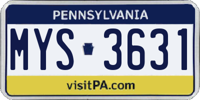 PA license plate MYS3631