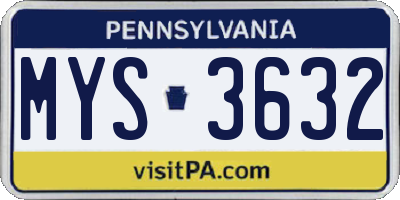 PA license plate MYS3632