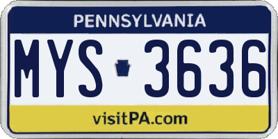 PA license plate MYS3636