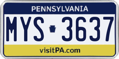 PA license plate MYS3637