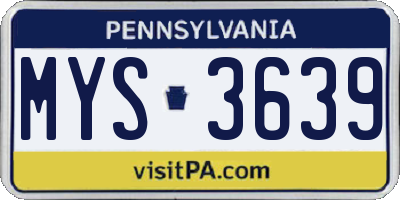 PA license plate MYS3639